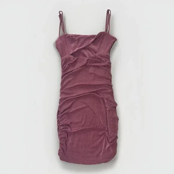 White Fox Dress Women’s Size Medium Pink Body Con Mini Cutout Spaghetti Strap - Picture 6 of 13